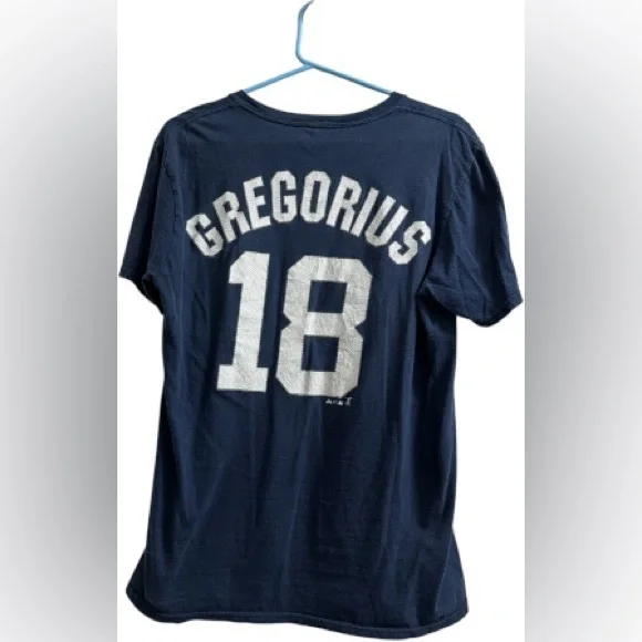 Majestic New York Yankees Didi Gregorius Navy Blue Number 18 Cotton T Shirt - Picture 5 of 9
